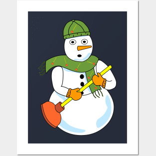 Snowman Plumber Posters and Art